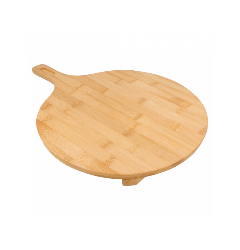 Planches à Pizza En Bambou - Lot De 3 - Diamètre 33 Cm Avec Poignée - Pour Service Et Découpe